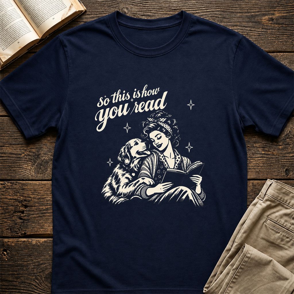 How You Read Golden Retriever Printed T-Shirt | Dog Lover Reader Gift Navy