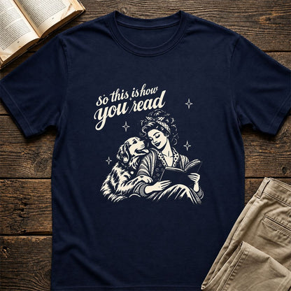 How You Read Golden Retriever Printed T-Shirt | Dog Lover Reader Gift Navy