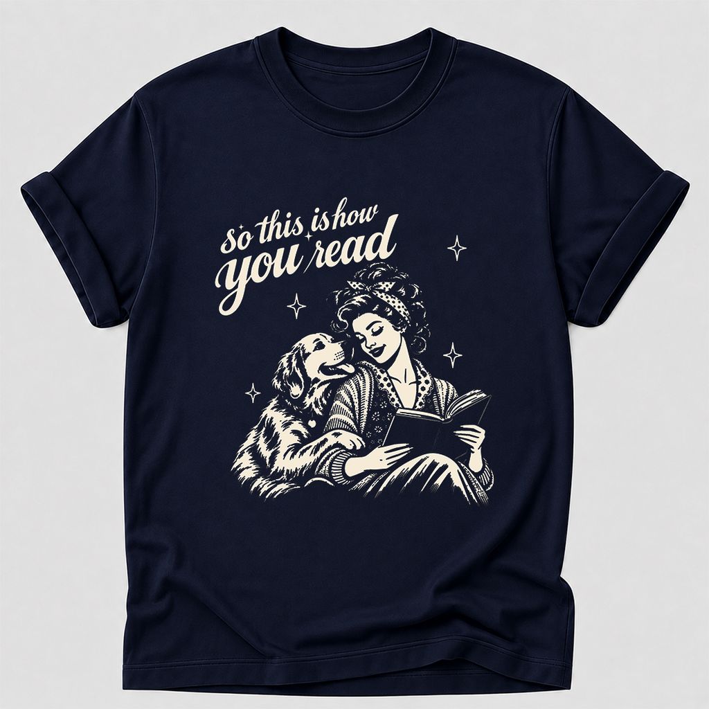 How You Read Golden Retriever Printed T-Shirt | Dog Lover Reader Gift Navy
