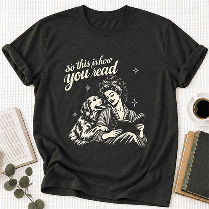 So This Is How You Read Golden Retriever Ultra-Soft Cotton T-Shirt | Gift Black Heather