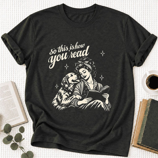 So This Is How You Read Golden Retriever Ultra-Soft Cotton T-Shirt | Gift Black Heather