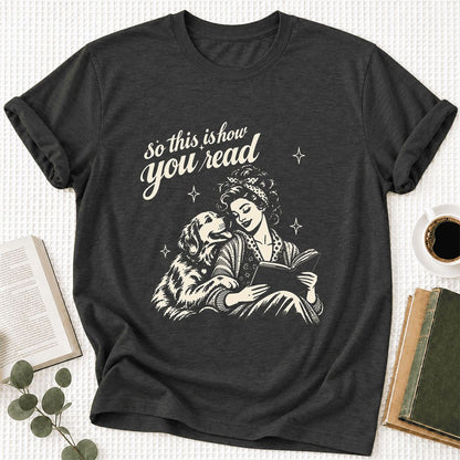 So This Is How You Read Golden Retriever Ultra-Soft Cotton T-Shirt | Gift Dark Grey Heather