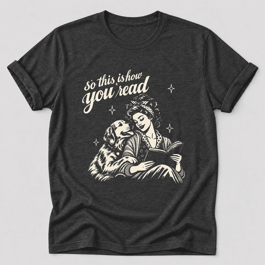 So This Is How You Read Golden Retriever Ultra-Soft Cotton T-Shirt | Gift Dark Grey Heather