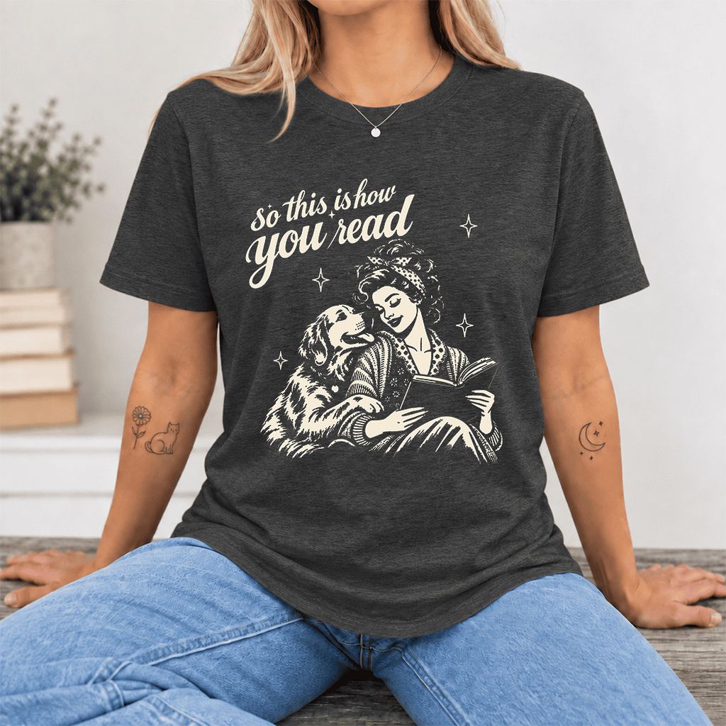 So This Is How You Read Golden Retriever Ultra-Soft Cotton T-Shirt | Gift Dark Grey Heather