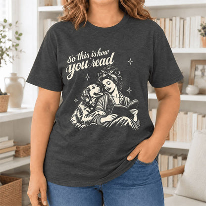 So This Is How You Read Golden Retriever Ultra-Soft Cotton T-Shirt | Gift Dark Grey Heather
