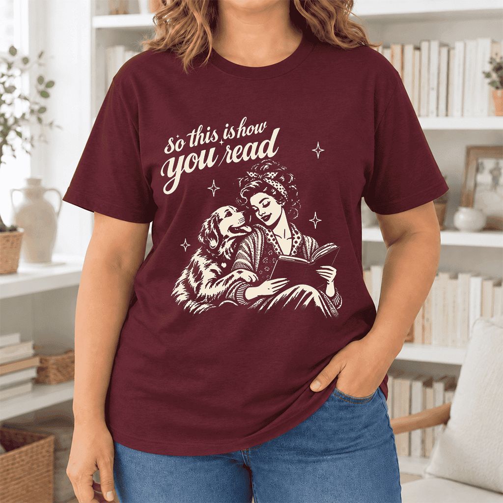 So This Is How You Read Golden Retriever Ultra-Soft Cotton T-Shirt | Gift Maroon