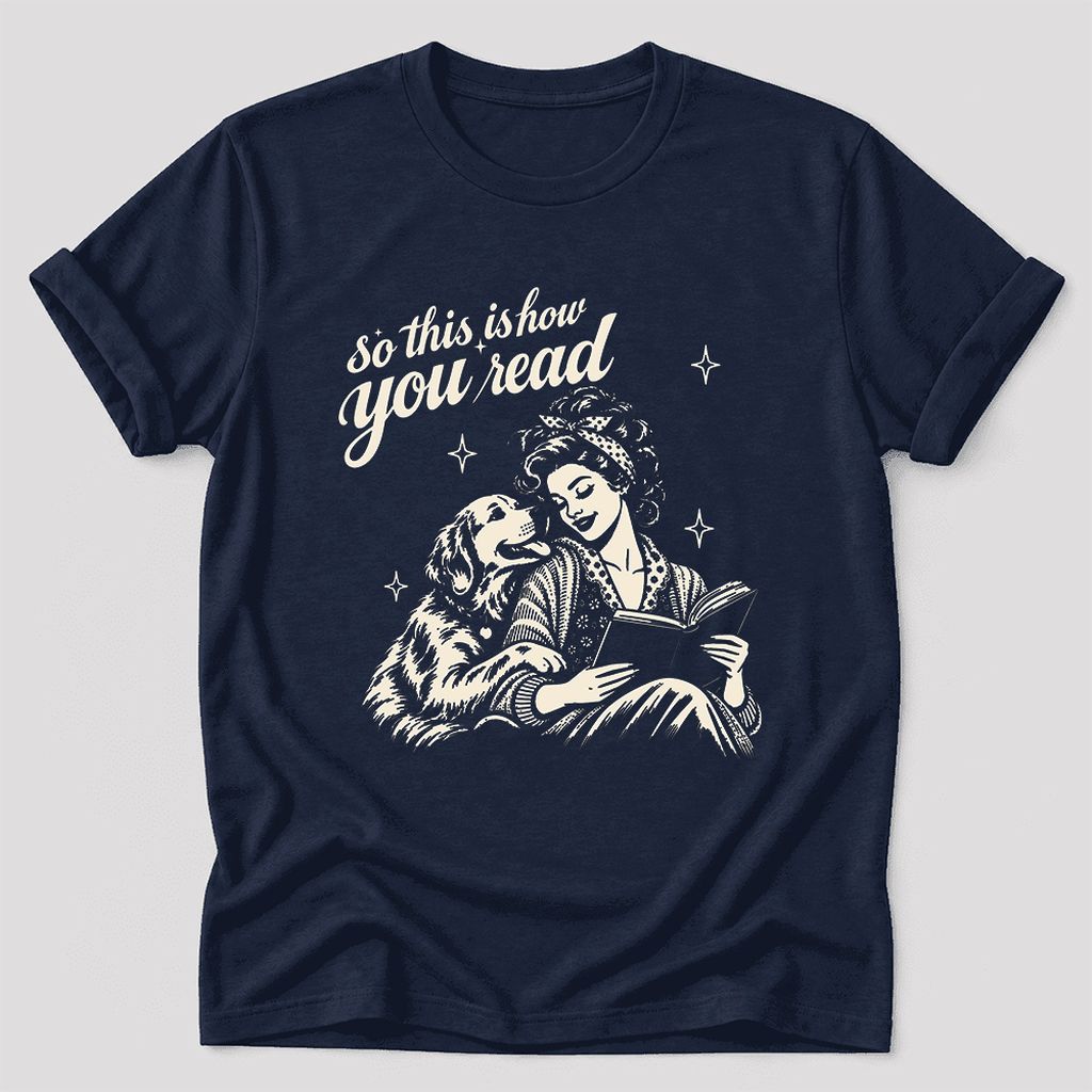 So This Is How You Read Golden Retriever Ultra-Soft Cotton T-Shirt | Gift Navy