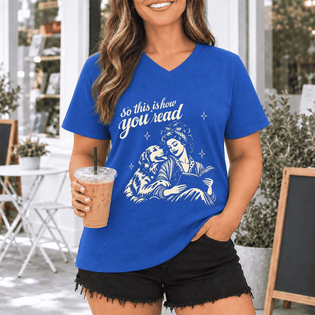 How You Read Golden Retriever Ultra-Soft V-Neck | Dog Lover Reader Gift True Royal