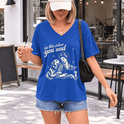 How You Read Golden Retriever Ultra-Soft V-Neck | Dog Lover Reader Gift True Royal