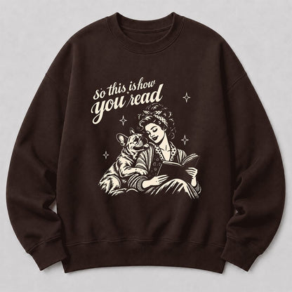 How You Read French Bulldog Printed Sweatshirt | Dog Lover Reader Gift Dark Chocolate