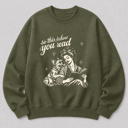 How You Read French Bulldog Printed Sweatshirt | Dog Lover Reader Gift Military Green