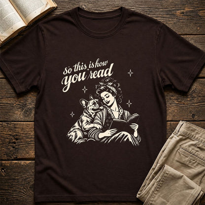 How You Read French Bulldog Printed T-Shirt | Dog Lover Reader Gift Dark Chocolate