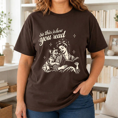 How You Read French Bulldog Printed T-Shirt | Dog Lover Reader Gift Dark Chocolate