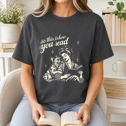 How You Read French Bulldog Printed T-Shirt | Dog Lover Reader Gift Dark Heather