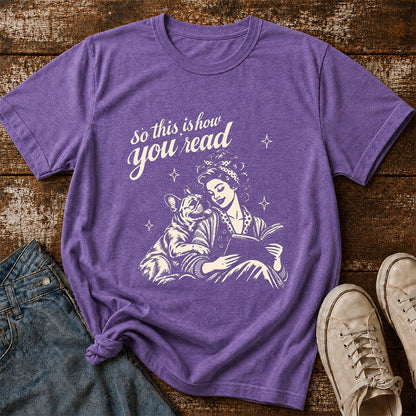 How You Read French Bulldog Printed T-Shirt | Dog Lover Reader Gift Heather Purple