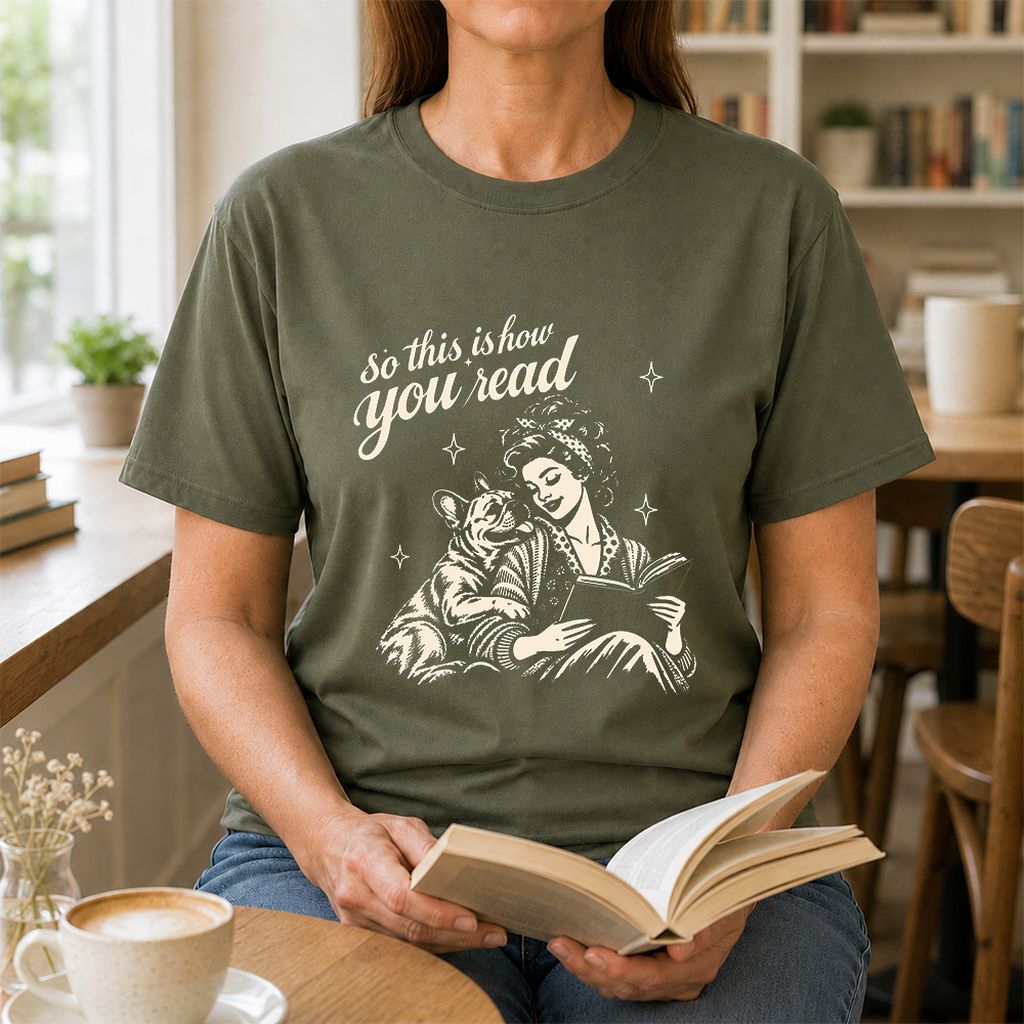 How You Read French Bulldog Printed T-Shirt | Dog Lover Reader Gift Military Green