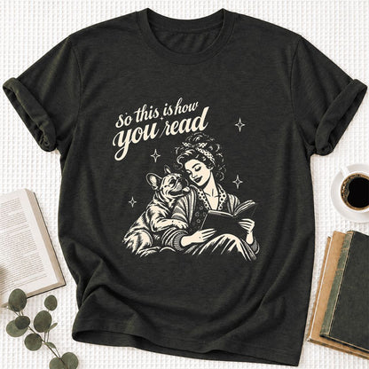 So This Is How You Read French Bulldog Ultra-Soft Cotton T-Shirt | Reader Gift Black Heather