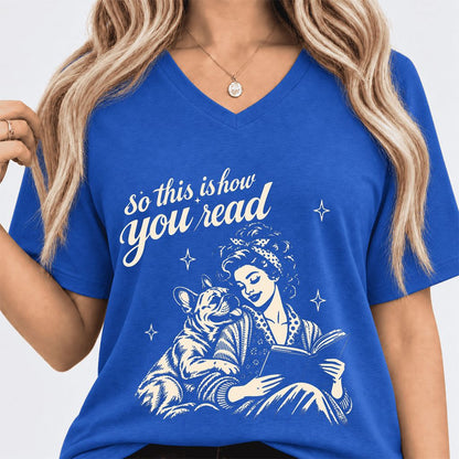 How You Read French Bulldog Ultra-Soft V-Neck | Dog Lover Reader Gift True Royal