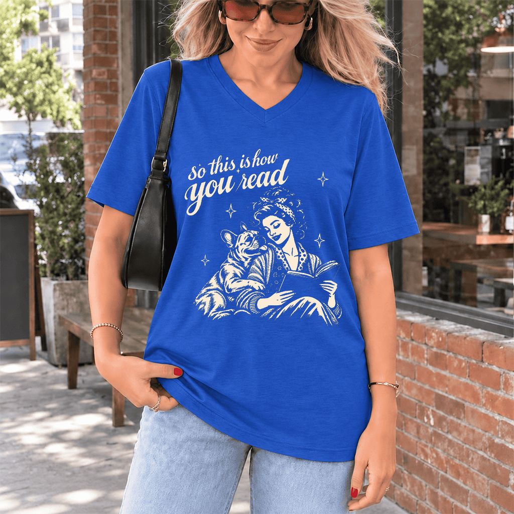 How You Read French Bulldog Ultra-Soft V-Neck | Dog Lover Reader Gift True Royal