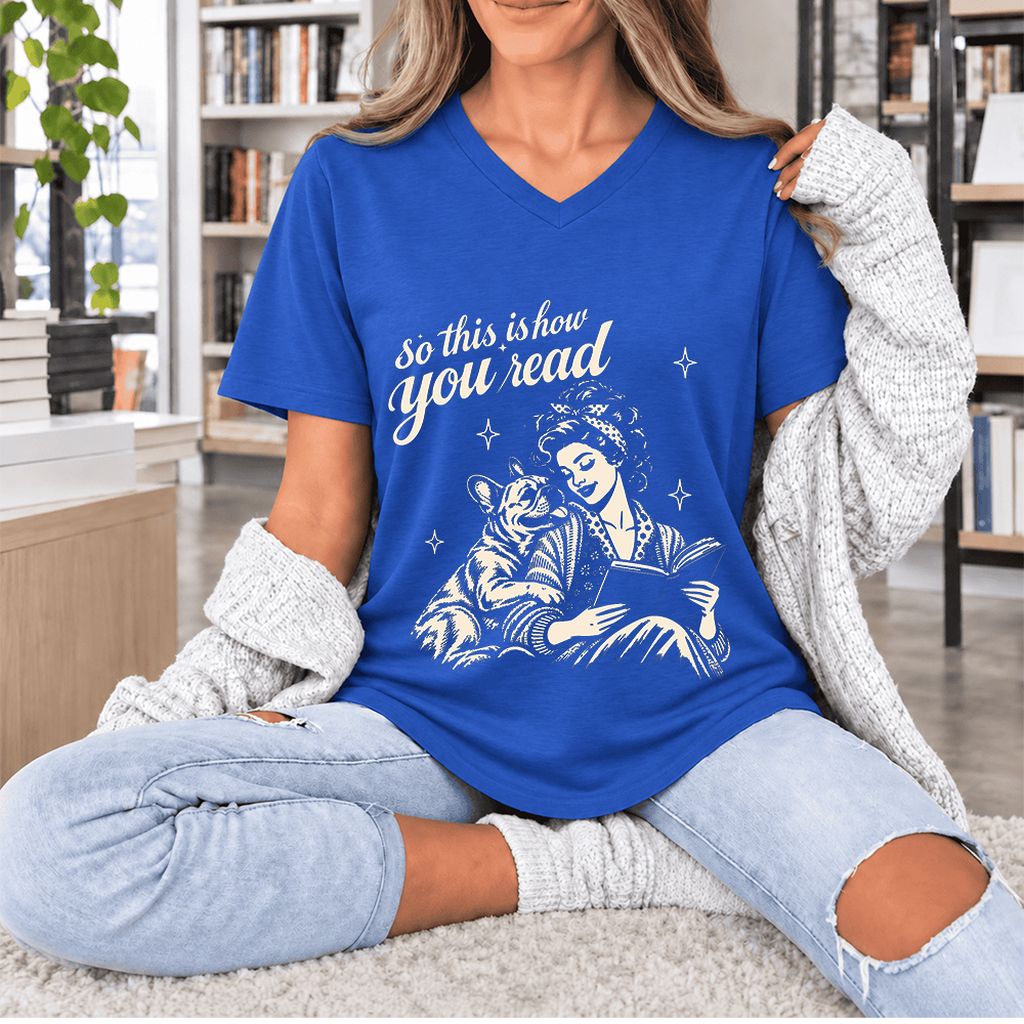 How You Read French Bulldog Ultra-Soft V-Neck | Dog Lover Reader Gift True Royal