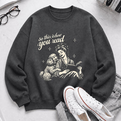 How You Read Poodle Printed Sweatshirt | Dog Lover Reader Gift Dark Heather