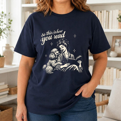 How You Read Poodle Printed T-Shirt | Dog Lover Reader Gift Navy