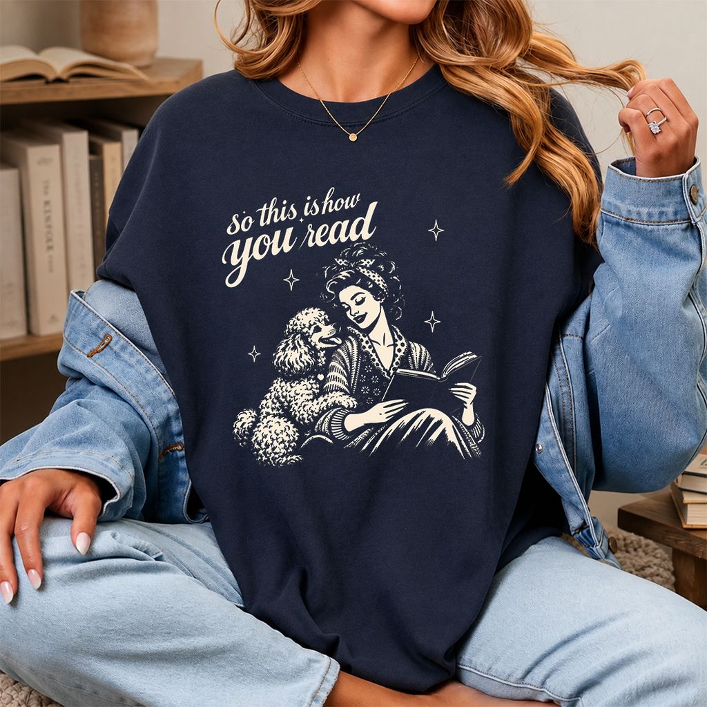How You Read Poodle Printed T-Shirt | Dog Lover Reader Gift Navy