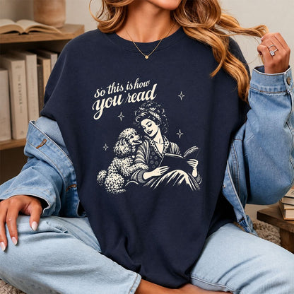 How You Read Poodle Printed T-Shirt | Dog Lover Reader Gift Navy