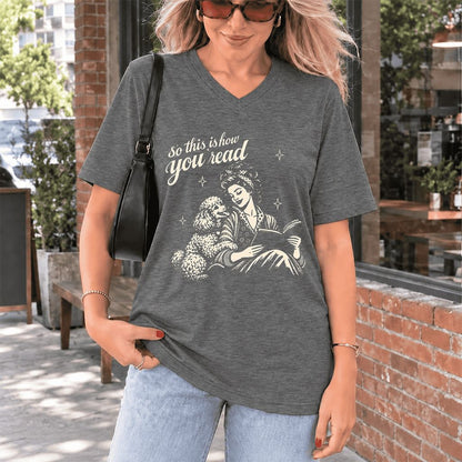 How You Read Poodle Ultra-Soft V-Neck | Dog Lover Reader Gift Deep Heather