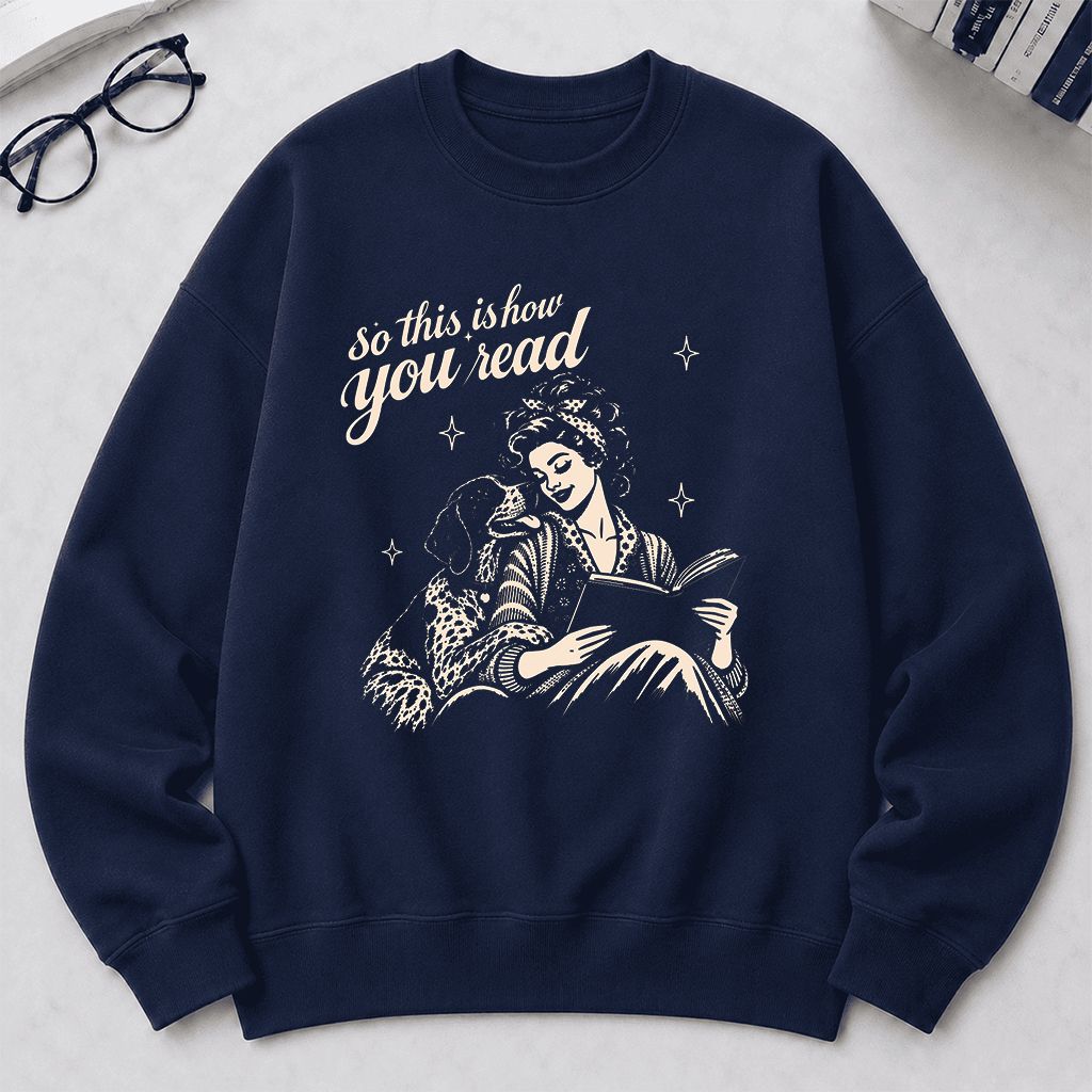 How You Read German Shorthaired Pointer Printed Sweatshirt | Reader Gift Navy