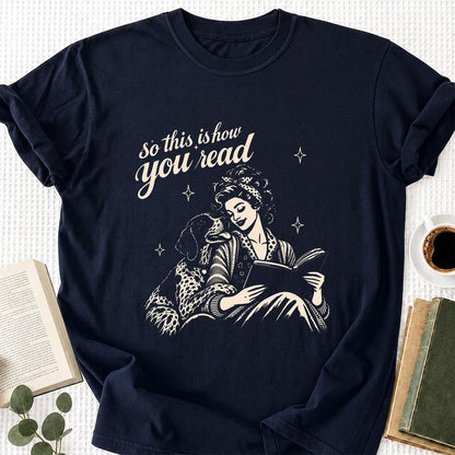 How You Read German Shorthaired Pointer Printed T-Shirt | Reader Gift Navy
