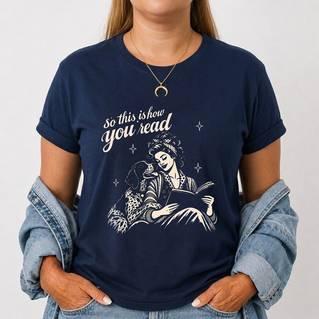 How You Read German Shorthaired Pointer Printed T-Shirt | Reader Gift Navy