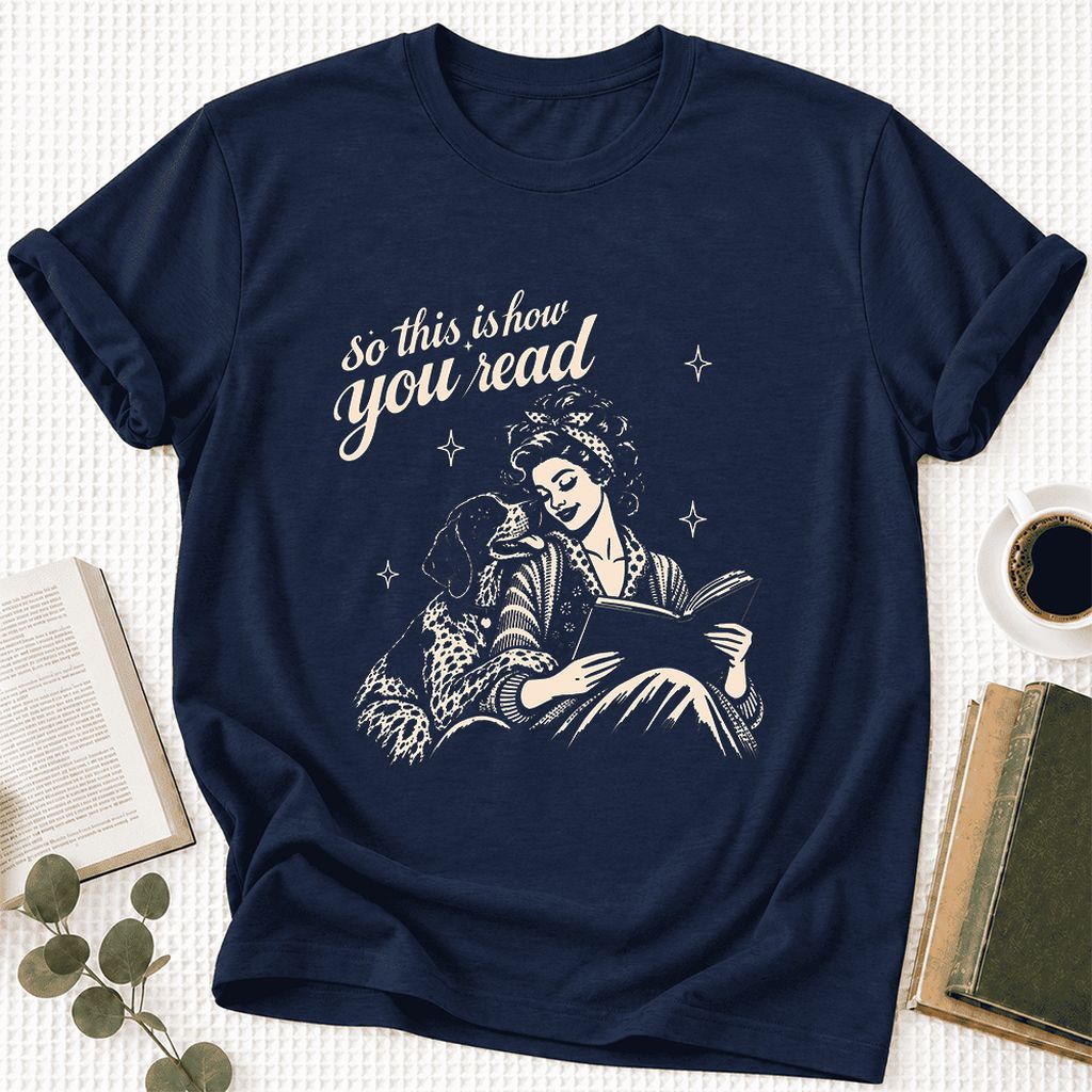 How You Read German Shorthaired Pointer Ultra-Soft Cotton T-Shirt | Reader Gift Navy