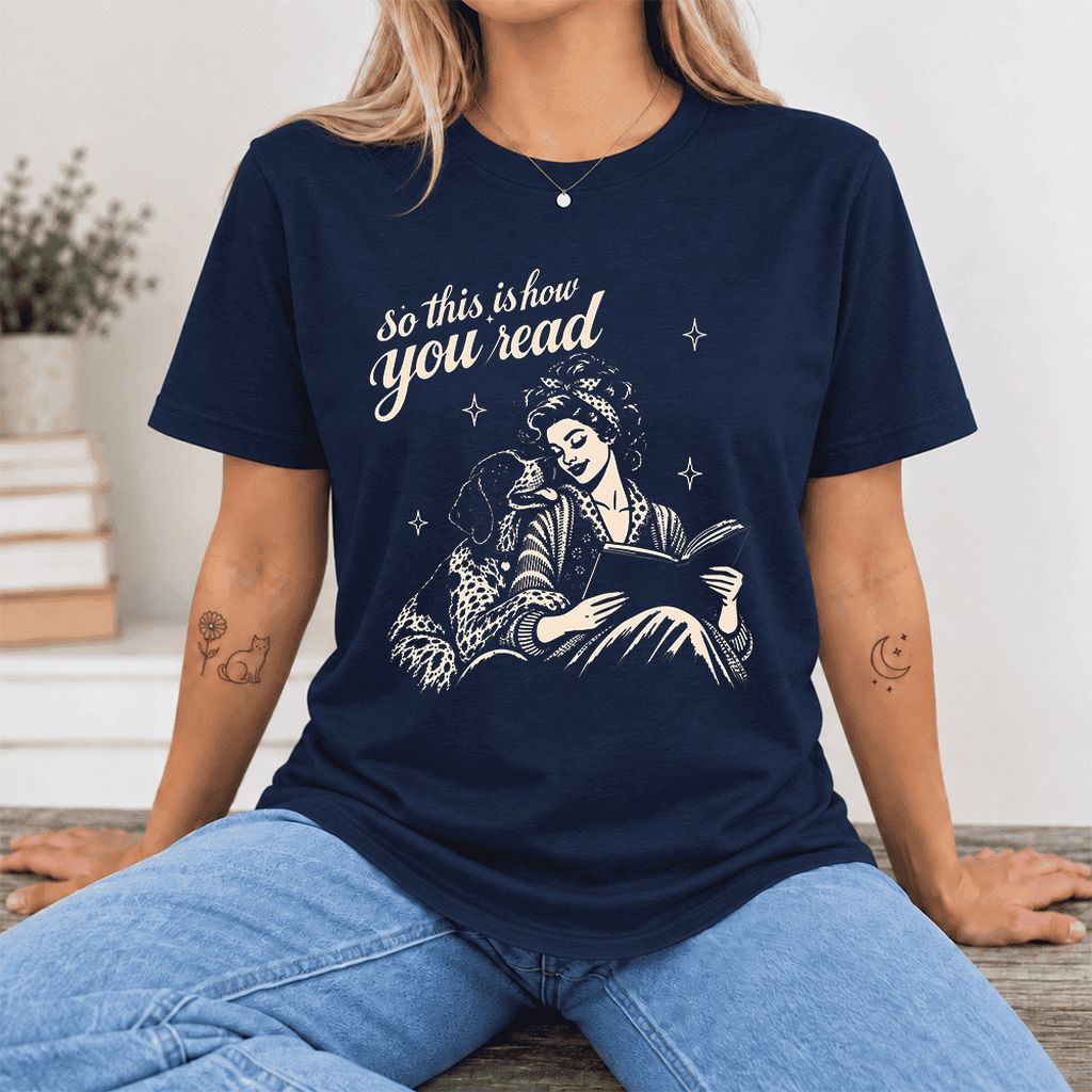 How You Read German Shorthaired Pointer Ultra-Soft Cotton T-Shirt | Reader Gift Navy