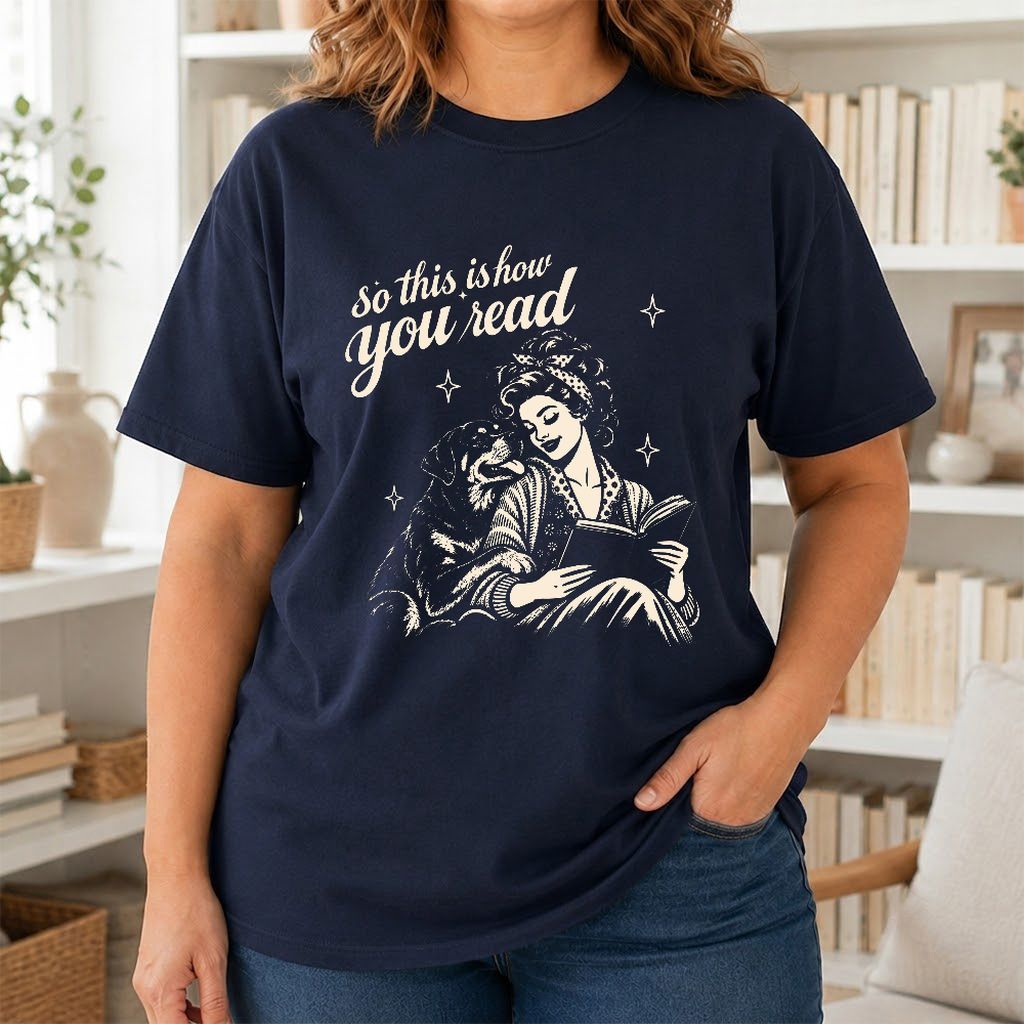 How You Read Rottweiler Printed T-Shirt | Dog Lover Reader Gift Navy