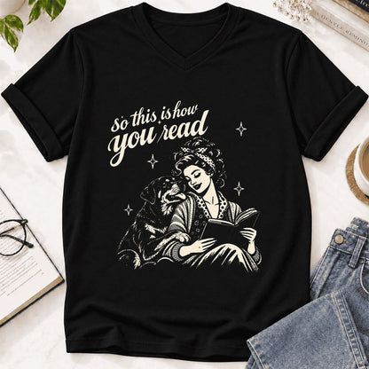 How You Read Rottweiler Ultra-Soft V-Neck | Dog Lover Reader Gift Black