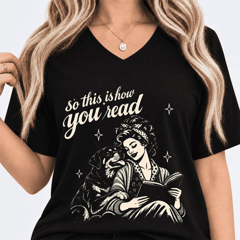 How You Read Rottweiler Ultra-Soft V-Neck | Dog Lover Reader Gift Black