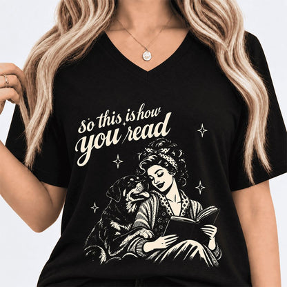 How You Read Rottweiler Ultra-Soft V-Neck | Dog Lover Reader Gift Black