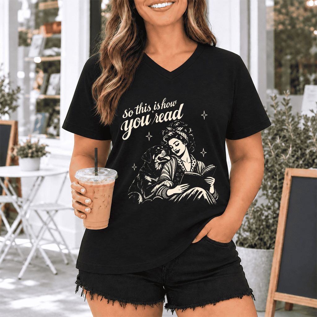 How You Read Rottweiler Ultra-Soft V-Neck | Dog Lover Reader Gift Black