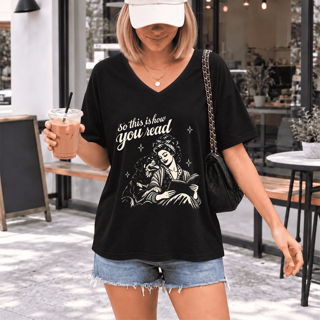 How You Read Rottweiler Ultra-Soft V-Neck | Dog Lover Reader Gift Black