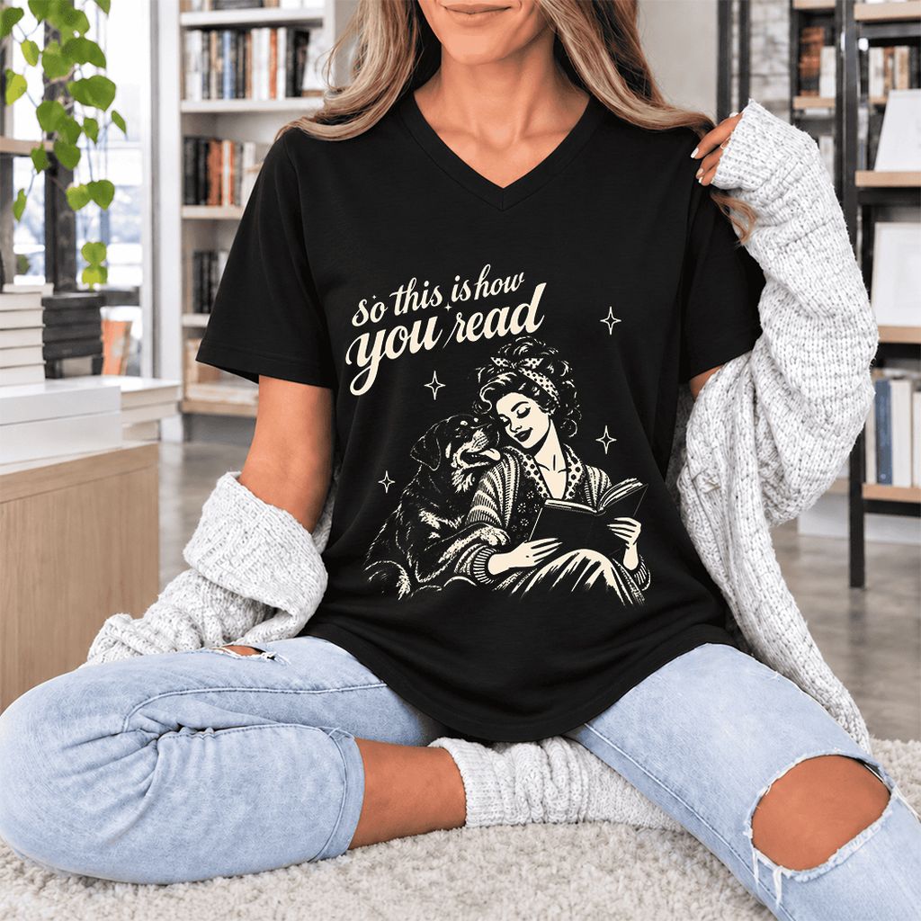 How You Read Rottweiler Ultra-Soft V-Neck | Dog Lover Reader Gift Black