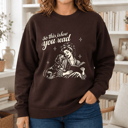 How You Read Dachshund Printed Sweatshirt | Dog Lover Reader Gift Dark Chocolate