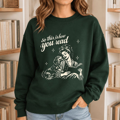 How You Read Dachshund Printed Sweatshirt | Dog Lover Reader Gift Forest Green