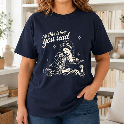 How You Read Dachshund Printed T-Shirt | Dog Lover Reader Gift Navy