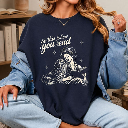How You Read Dachshund Printed T-Shirt | Dog Lover Reader Gift Navy