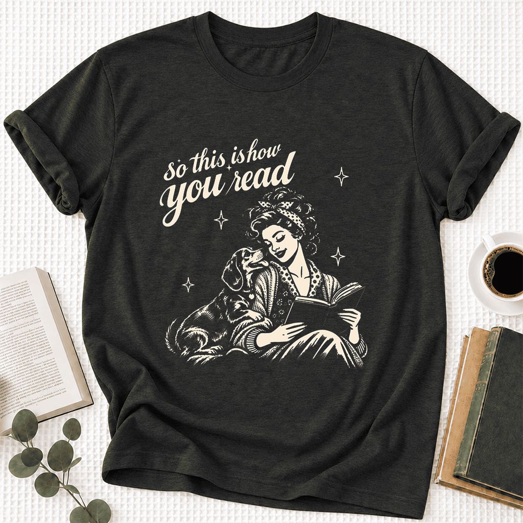 So This Is How You Read Dachshund Ultra-Soft Cotton T-Shirt | Reader Gift Black Heather