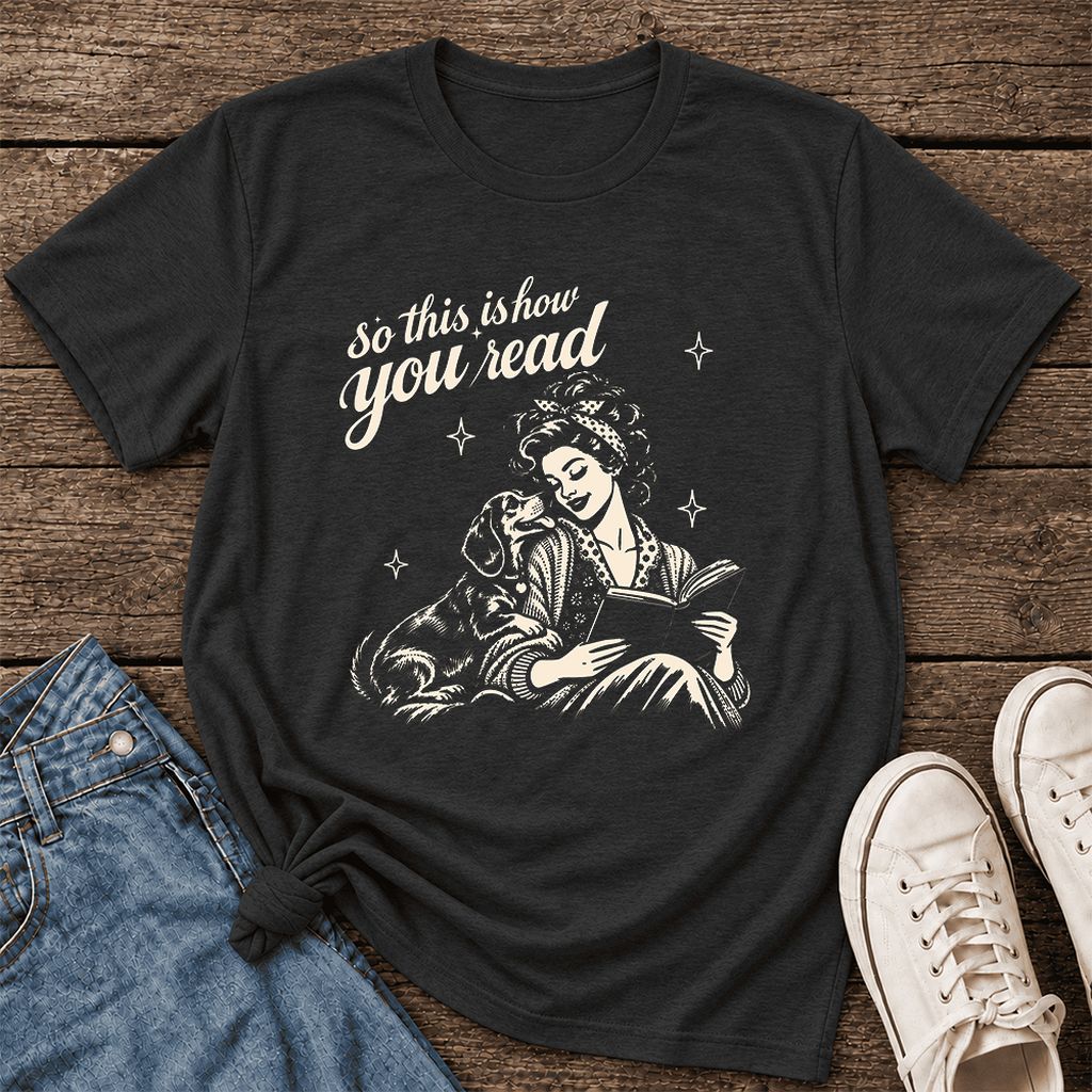So This Is How You Read Dachshund Ultra-Soft Cotton T-Shirt | Reader Gift Black Heather