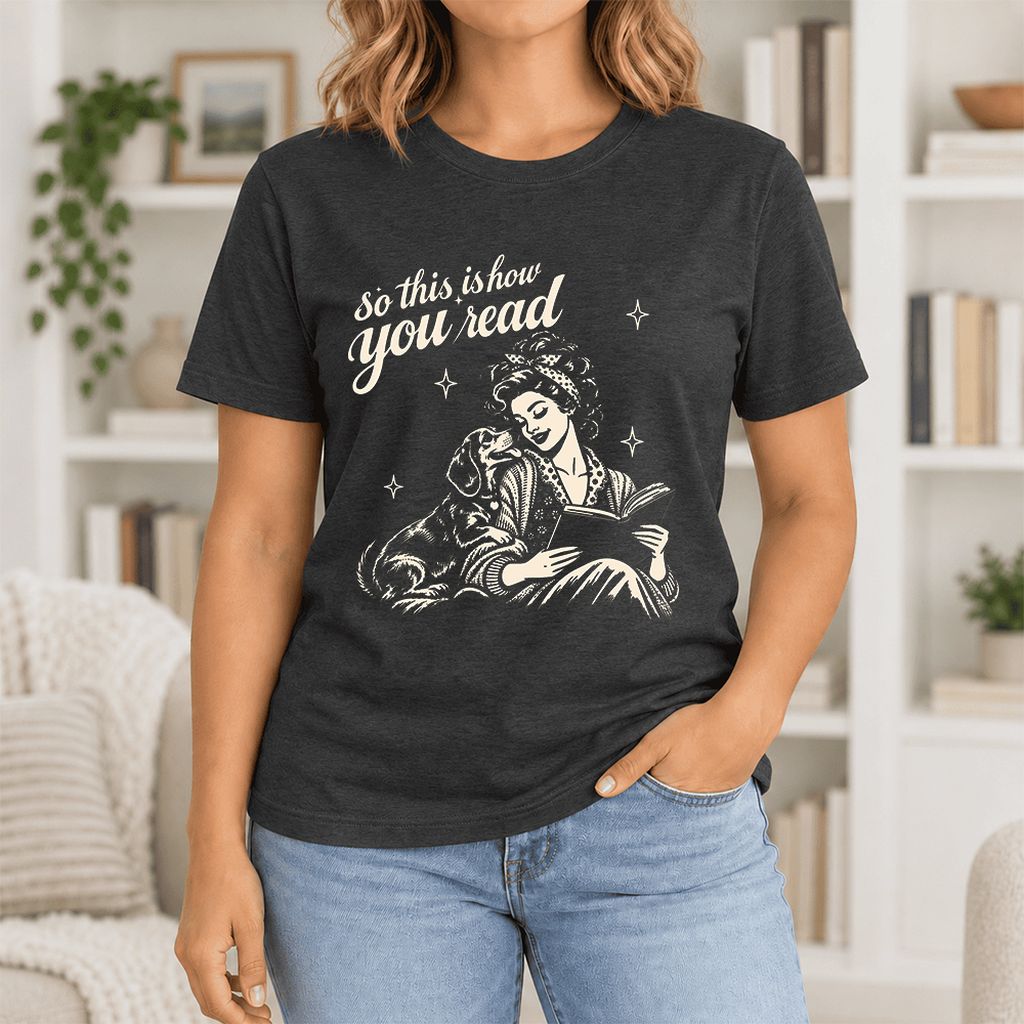 So This Is How You Read Dachshund Ultra-Soft Cotton T-Shirt | Reader Gift Black Heather