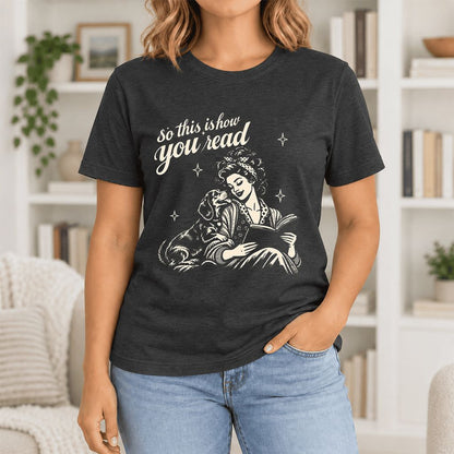 So This Is How You Read Dachshund Ultra-Soft Cotton T-Shirt | Reader Gift Black Heather