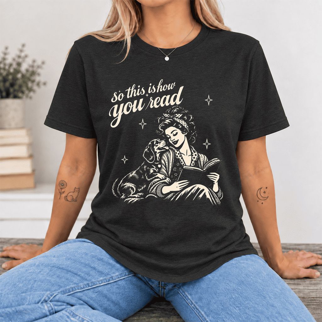 So This Is How You Read Dachshund Ultra-Soft Cotton T-Shirt | Reader Gift Black Heather